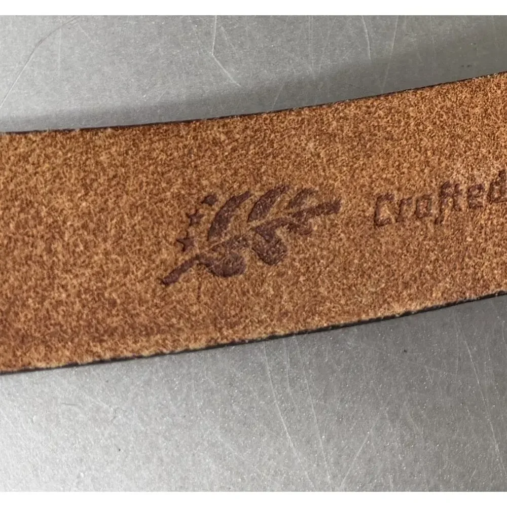 Women's Brown Distressed Leather Belt USA Made Boho Classic Size Medium